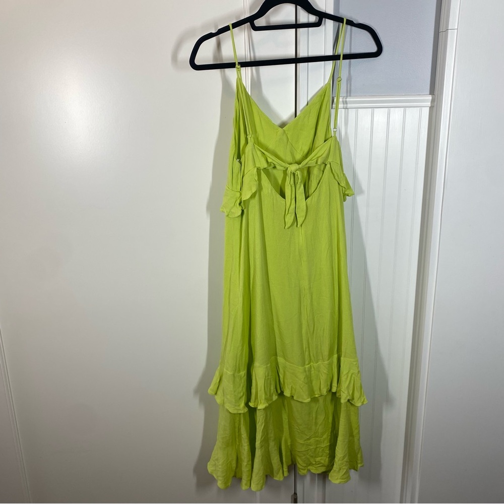 Lulus Island Time Lime Green‎ ruffled midi dress beach vacation spring summer - Picture 5 of 9
